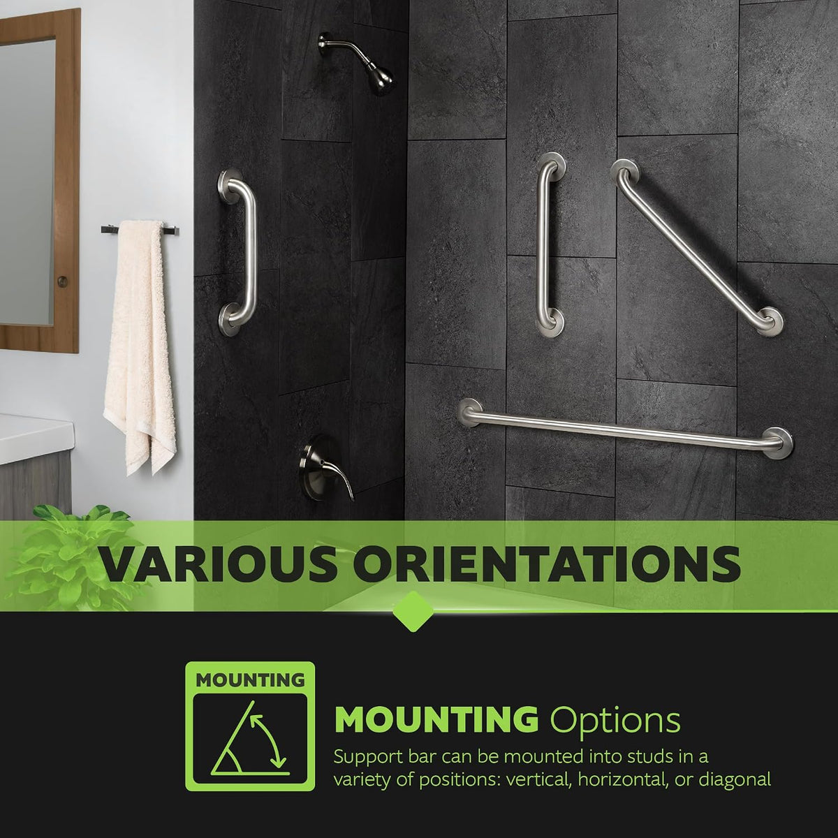 Homewerks 068 HW11424SS 24 inch Bathroom Grab Bar with 1-1/4 Inch Diameter and Concealed Screws ADA Compliant, Stainless Steel