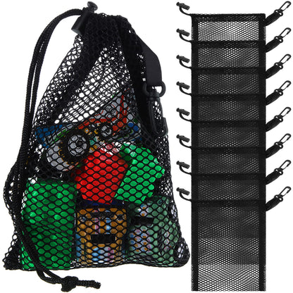 8 Pieces Black Mesh Drawstring Bags with Clips Small Nylon Storage Mesh Bags Shell Bag Dishwasher Net sack for Jewelry Beach Collecting Toys Gifts Travel Kitchen Favor(27.4 x 19 cm/ 10.8 x 7.5 Inch)