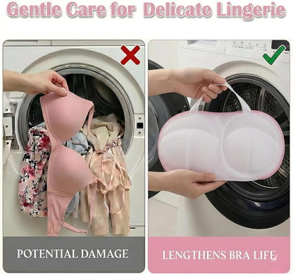 8 Pcs Bra Washing Bags, Lingerie Bag for Washing Brassiere, Pink, A-D Cups