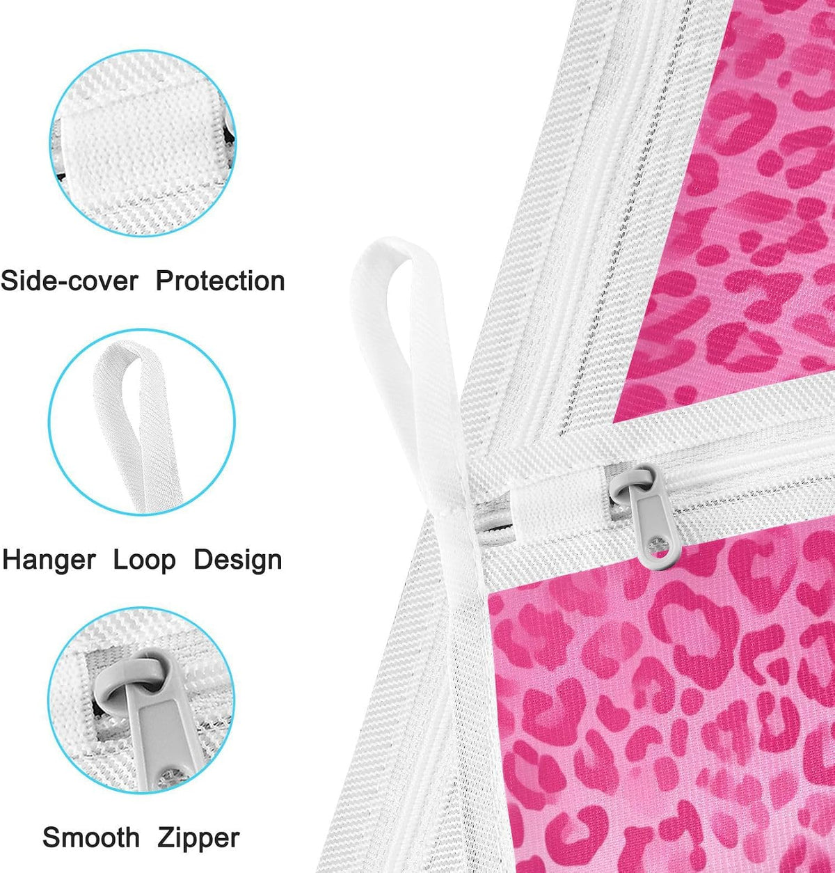 Mesh Laundry Bags Lingerie Bags for Washing Delicates 2 PCS Durable Wash Bag with Zipper Small and Medium Washable Gradient Pink Leopard Print