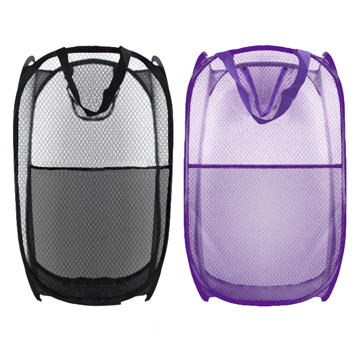 Collapsible Pop Up Laundry Hamper, Extra Large Mesh Foldable Laundry Basket Bag, 28" x 16" x 16", 4 Pack (Black + Pink + Grey + Blue)