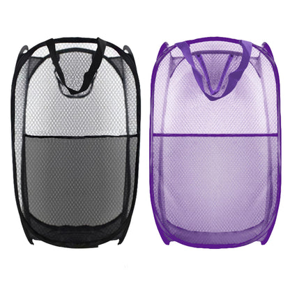 Collapsible Pop Up Laundry Hamper, Extra Large Mesh Foldable Laundry Basket Bag, 28" x 16" x 16", 4 Pack (Black + Pink + Grey + Blue)