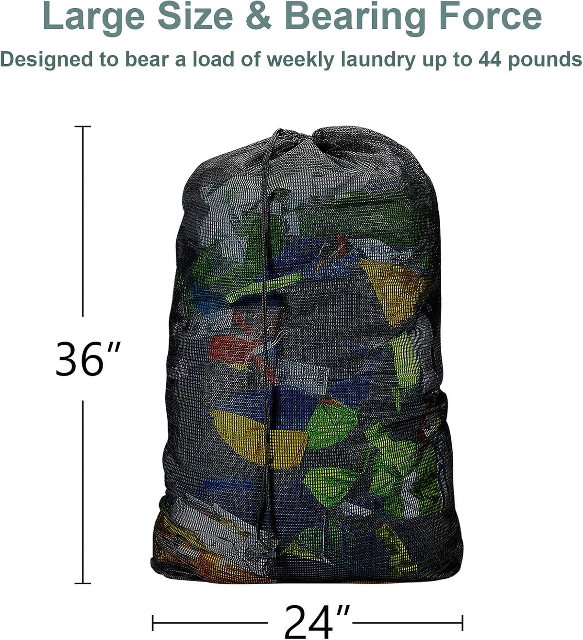 Dalykate Mesh Laundry Bags, 24" x 36", Heavy Duty with Reinforced Handles, Foldable & Portable, Drawstring Closure, 3-Pack Mixed Colors