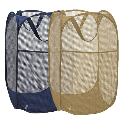 Foldable Clothes Basket Mesh Pop Up Laundry Hamper for Apartment, RV
