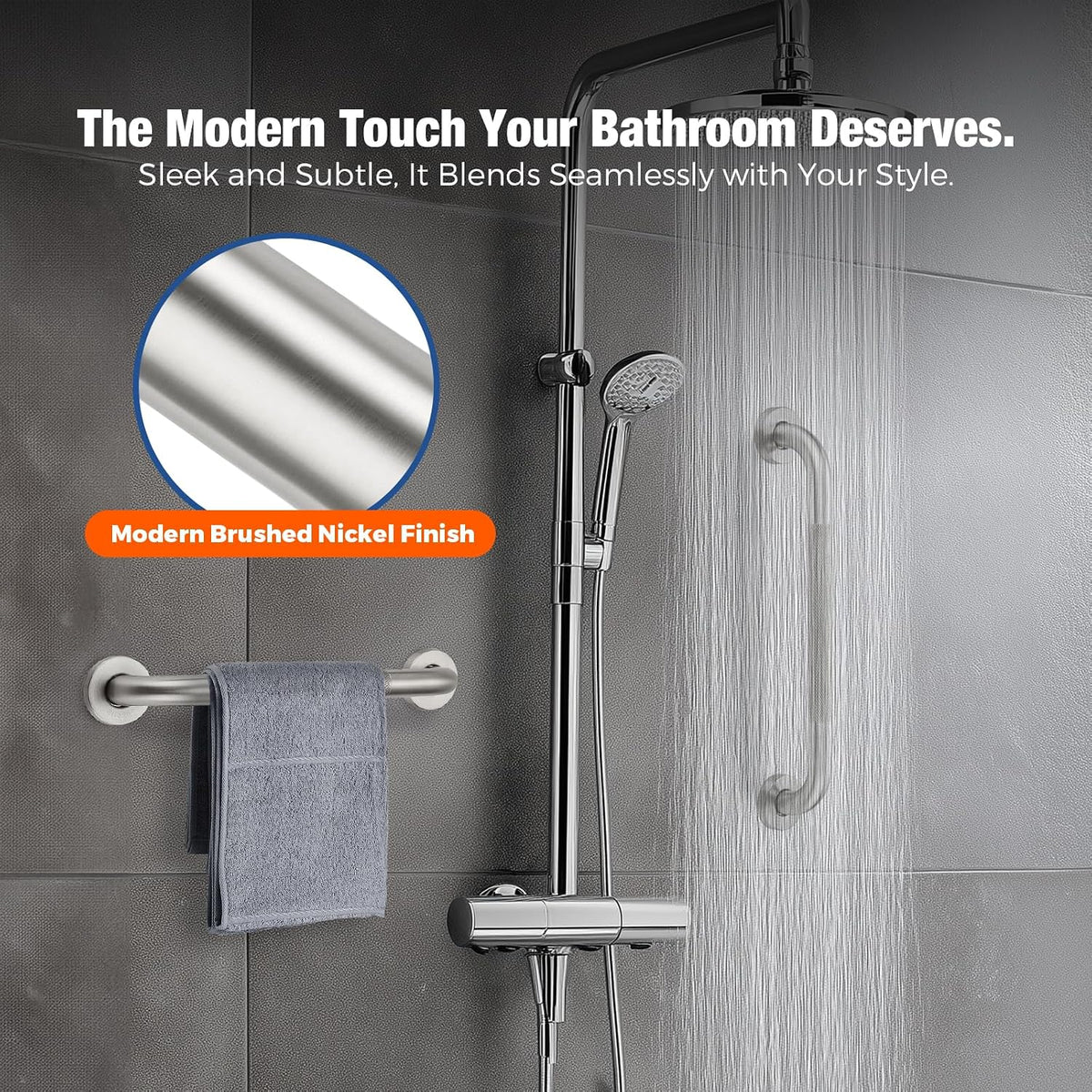 Grab Bars for Shower, 18 Inch Shower Handle, 2 Pack, Brushed Nickel