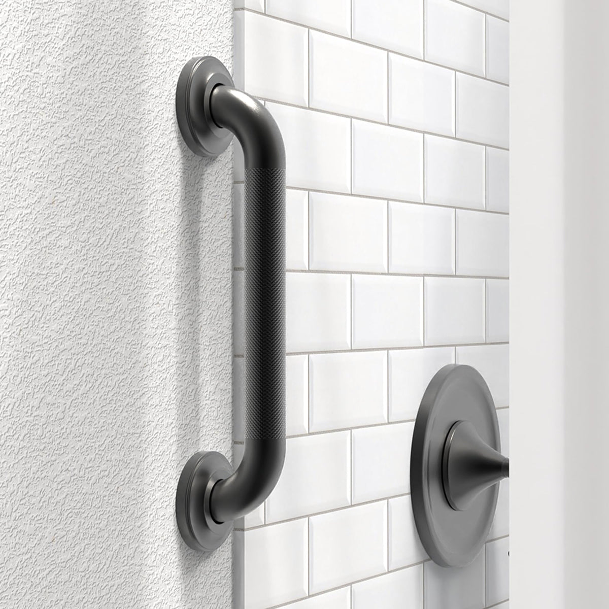 1-1/4" Knurled Grab Bar, ADA Compliant Bath Safety Shower Handrail, Bathroom Mobility Aid Handle for Seniors and Disabled, Heavy Duty 500lbs Support