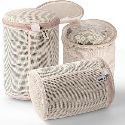 100% Cotton Bra Laundry Bags for Washing Machine, 3 Pack Pure Cotton Mesh Laundry Bags for Delicates, Lingerie, No Dye, Natural(8x6.5 Inch)