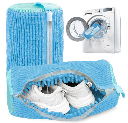 Shoe Washing Machine Bag,Laundry Shoe Bag for Washer and Dryer,Reusable Shoe Cleaning Bag for Sneakers,Tennis Shoes,With Self-locking Zipper, Microfiber Inside (2, Light =Grey)