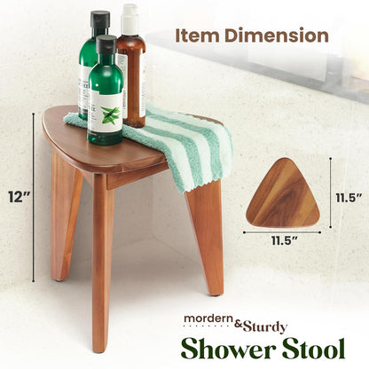 HOLANA 12" Wooden Corner Shower Foot Rest for Bathroom, Compact, Durable