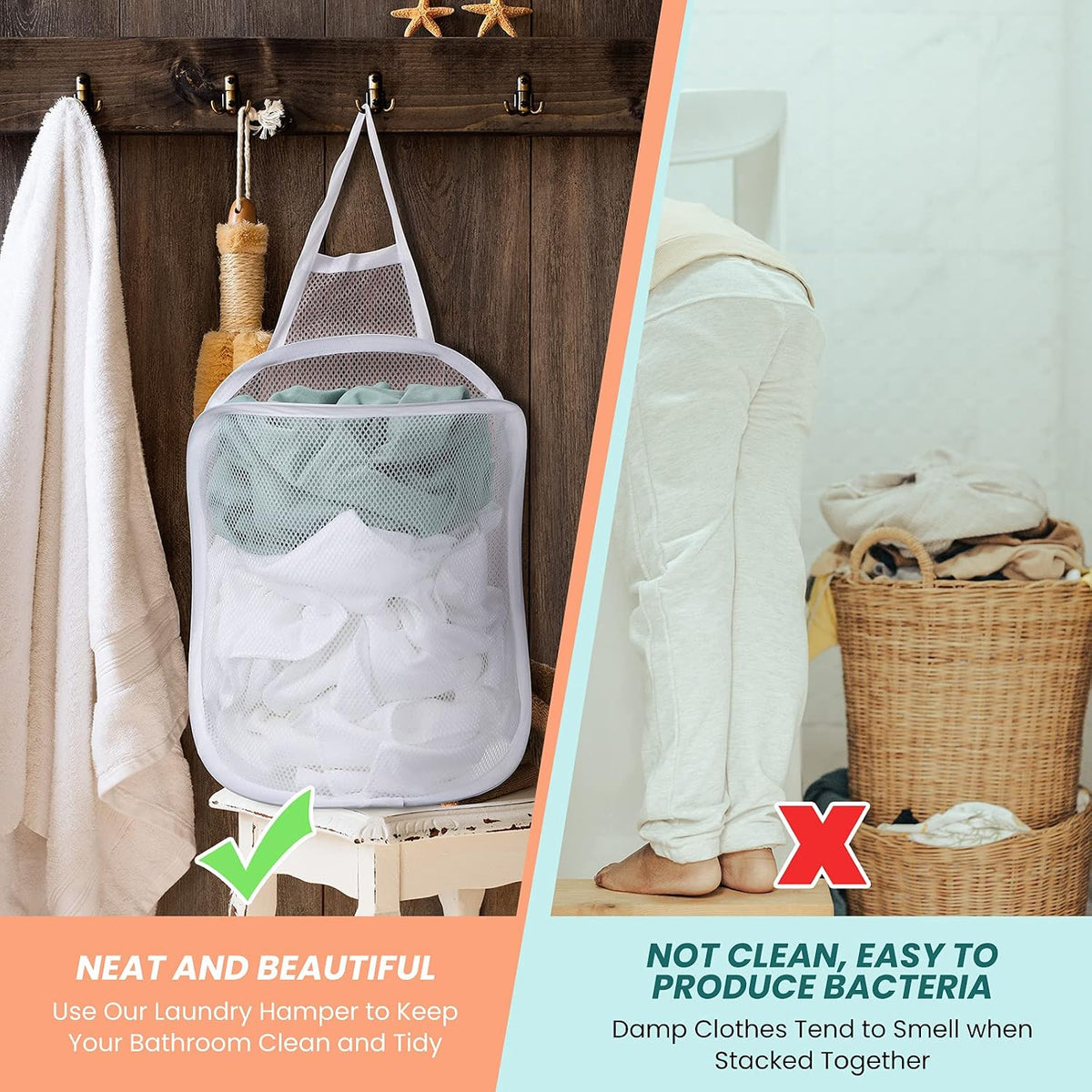 3 Pieces Hanging Laundry Hamper Laundry Bag to Hang