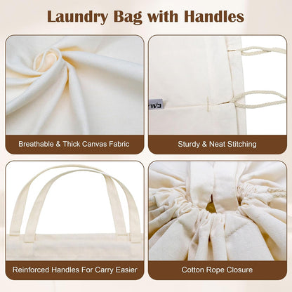 Canvas Laundry Bag 33"Wx 35"H, Extra Large Heavy Duty Hamper Liner,XL Beige