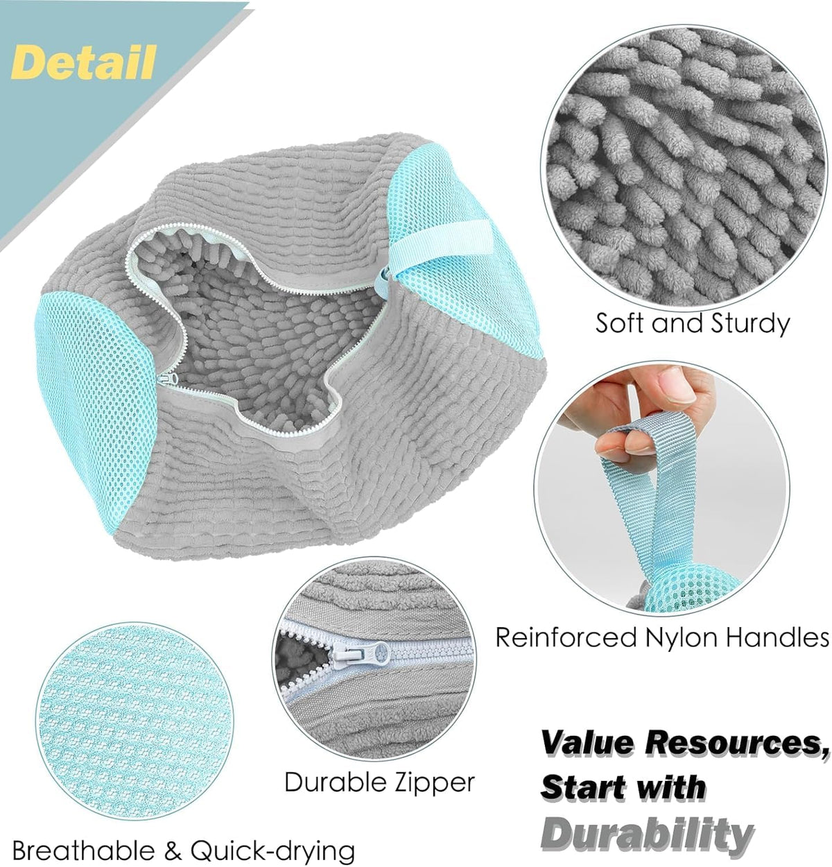 Shoe Washing Machine Bag,Laundry Shoe Bag for Washer and Dryer,Reusable Shoe Cleaning Bag for Sneakers,Tennis Shoes,With Self-locking Zipper, Microfiber Inside (2, Light =Grey)