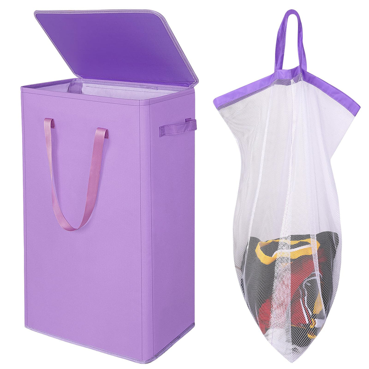 Odonata 75L Slim Laundry Hamper with Lid,Large Foldable Laundry Basket with Removable Bag and Handles Tall Collapsible Dirty Clothes Basket Great for Bedroom, Bathroom, Dorm, College,RV.(Black, 75L)