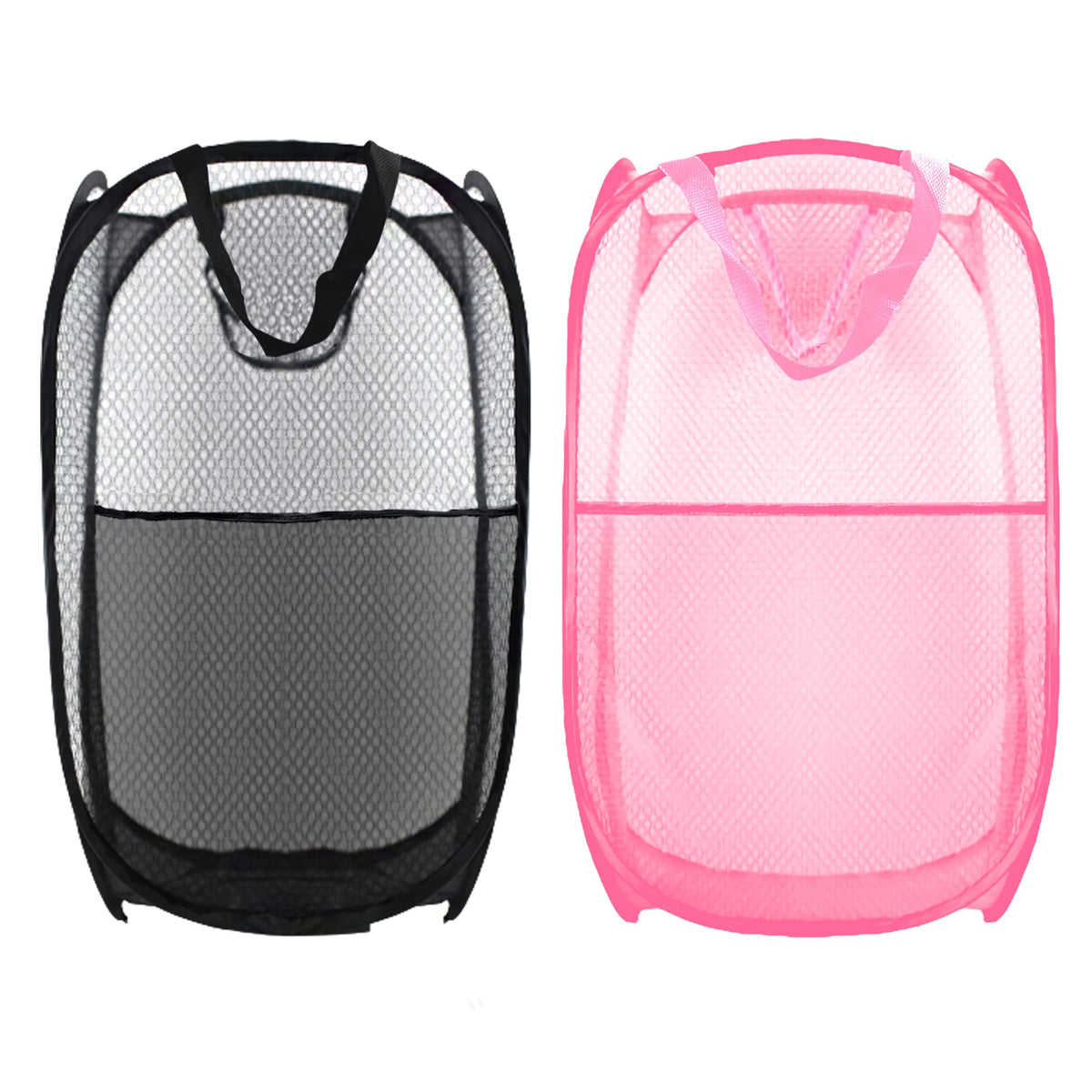 Collapsible Pop Up Laundry Hamper, Extra Large Mesh Foldable Laundry Basket Bag, 28" x 16" x 16", 4 Pack (Black + Pink + Grey + Blue)
