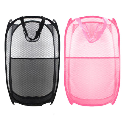 Collapsible Pop Up Laundry Hamper, Extra Large Mesh Foldable Laundry Basket Bag, 28" x 16" x 16", 4 Pack (Black + Pink + Grey + Blue)