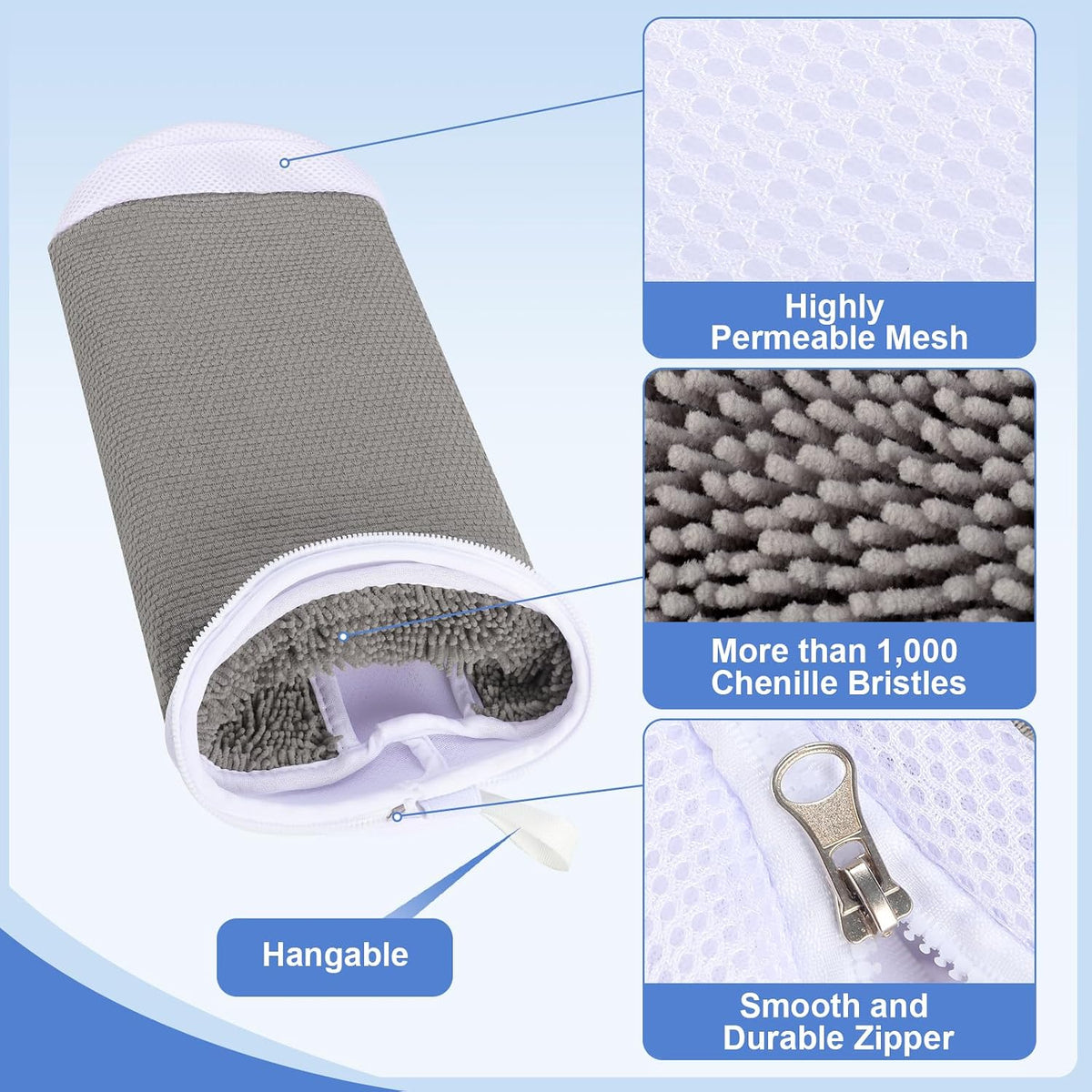 Dntorx 2 PCS Shoe Washing Machine Bags for Washer and Dryer, Grey + White