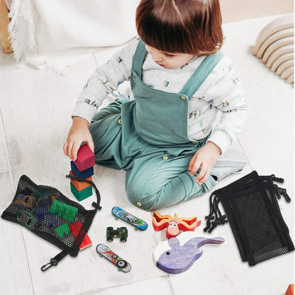 8 Pieces Black Mesh Drawstring Bags with Clips Small Nylon Storage Mesh Bags Shell Bag Dishwasher Net sack for Jewelry Beach Collecting Toys Gifts Travel Kitchen Favor(27.4 x 19 cm/ 10.8 x 7.5 Inch)