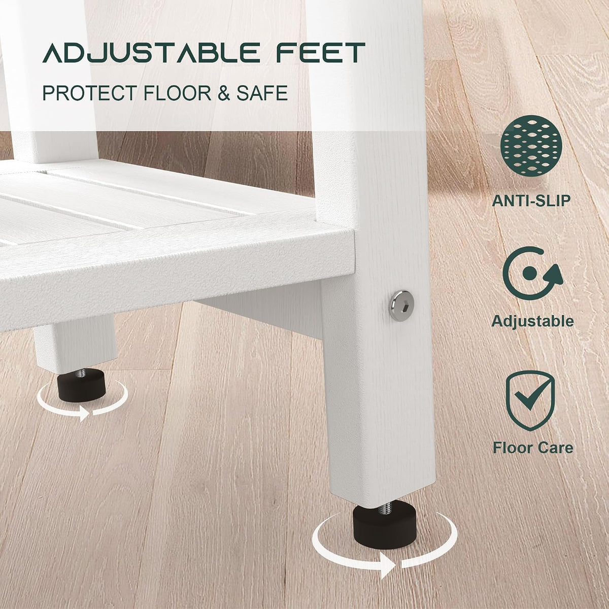 Waterproof HDPE Shower Bench for Inside Shower, Shower Stool, White