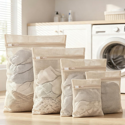 5 Pack100% Natural Cotton Mesh Delicates Laundry Bags
