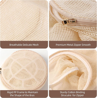 100% Cotton Bra Laundry Bags for Washing Machine, 3 Pack Pure Cotton Mesh Laundry Bags for Delicates, Lingerie, No Dye, Natural(8x6.5 Inch)