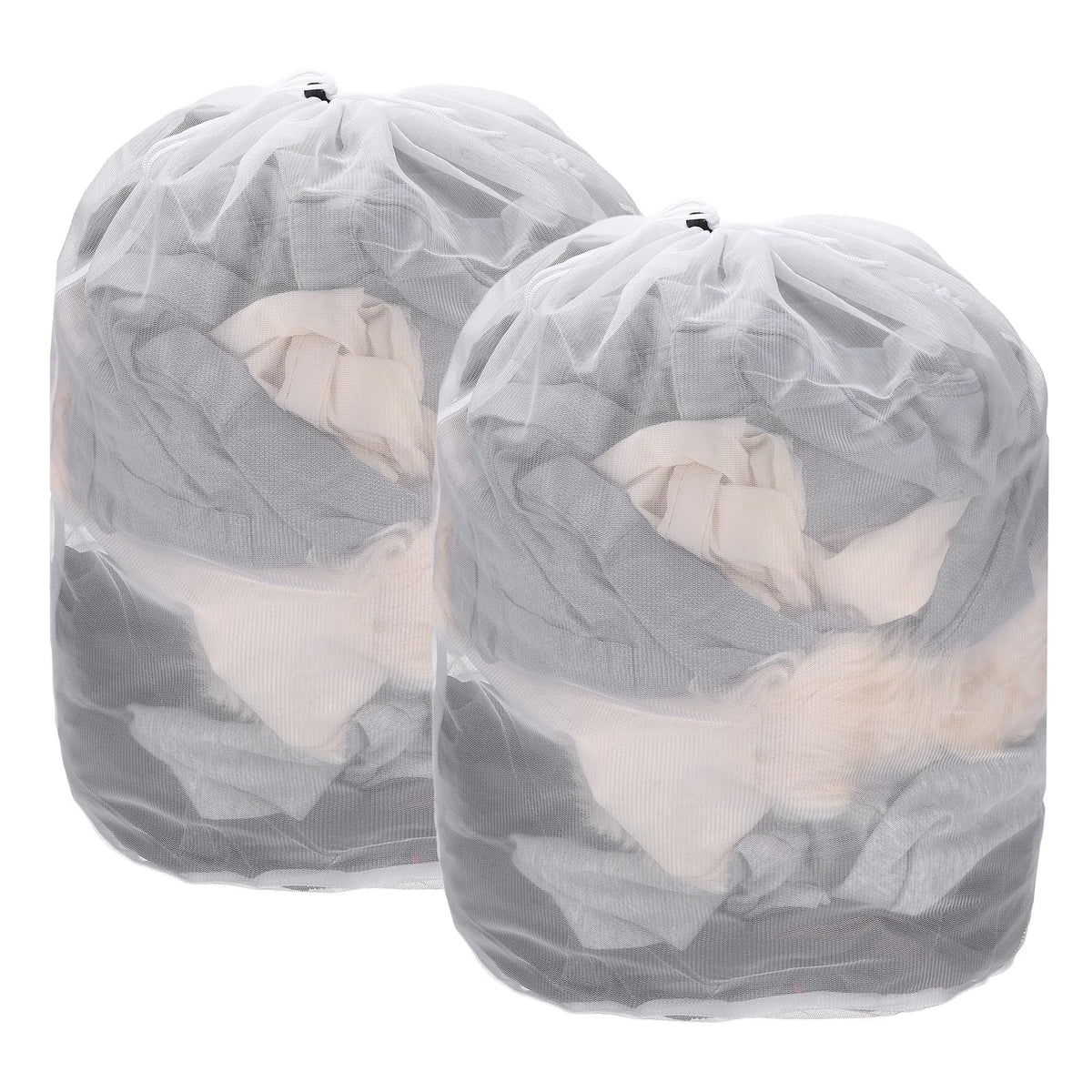 uxcell Mesh Laundry Bag, Drawstring Net Laundry Bag 2Pcs 15.7x11.8" White