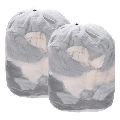 uxcell Mesh Laundry Bag, Drawstring Net Laundry Bag 2Pcs 15.7x11.8" White