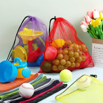 44 Large Mesh Bags with Drawstring Closure - 13.78 x 15.75 Inch, Colorful Mesh Laundry, Gym, Sports, Toys Storage Sacks