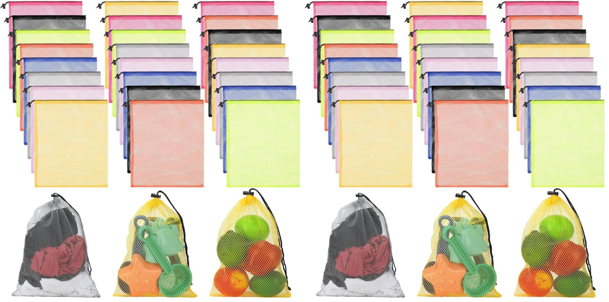 24 Pcs Mesh Bags Drawstring Mesh Laundry Bag Stuff Sack Nylon Bags Camping Nylon Bag with Drawstring Cord for Toys