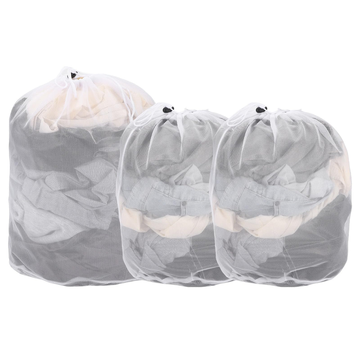 uxcell Mesh Laundry Bag, Drawstring Net Laundry Bag 2Pcs 15.7x11.8" White