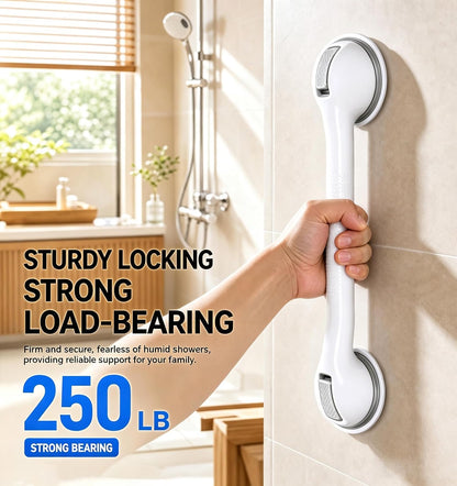 Shower Grab Bars for Seniors, Shower Handles for Elderly Suction Cup,2 Pack 16.05 Inch,Handicap Grab Bars for Bathtubs and Showers Wall, Bathroom Safety for Showers Walls Heavy Duty, No Drillin,Grey