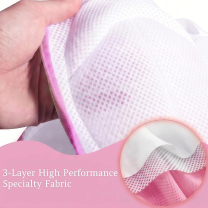 8 Pcs Bra Washing Bags, Lingerie Bag for Washing Brassiere, Pink, A-D Cups
