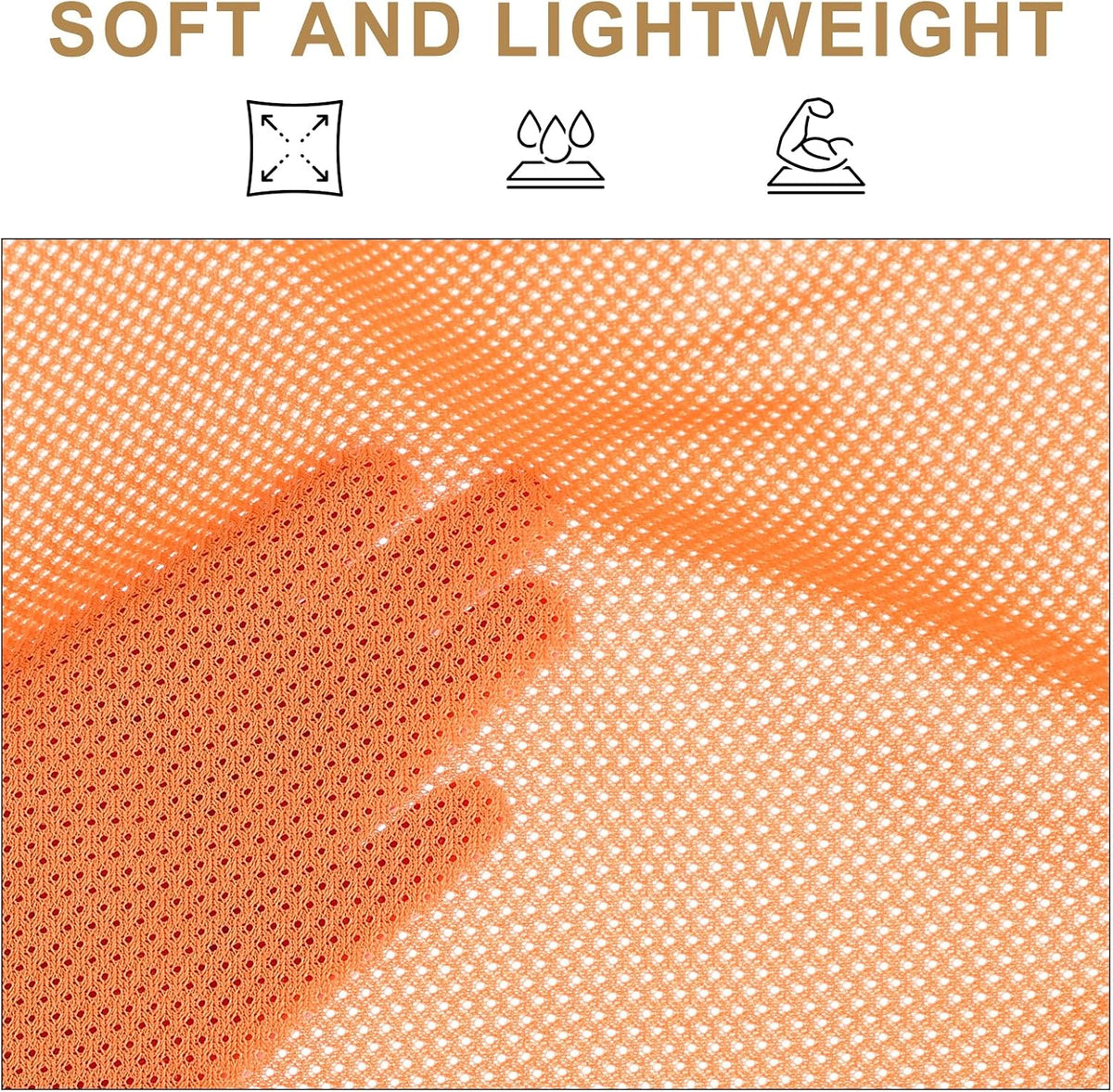 PATIKIL 62 Inch Wide Mesh Fabric Slightly Stretchy, Polyester Micro Mesh Jersey Fabric for Sewing Backpack Pocket and Straps, Netting Clothes, Shopping Bags, Deep Pumpkin Orange 1 Yard