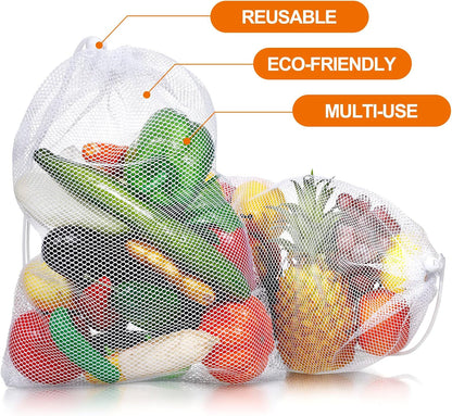 TecUnite 10 Pack Mesh Drawstring Bags for Laundry, 11.8 x 7.5 Inch, White