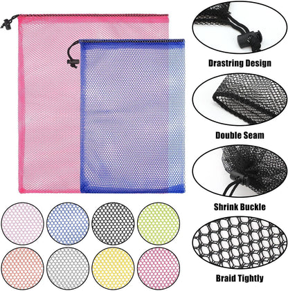 24 Pcs Mesh Bags Drawstring Mesh Laundry Bag Stuff Sack Nylon Bags Camping Nylon Bag with Drawstring Cord for Toys