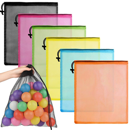 PLULON 20 Pcs Mesh Drawstring Beach Bags