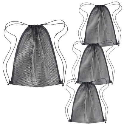 2 Pcs Mesh Drawstring Bag 16 x 20 Inch Heavy Duty Nylon Net Bags, Durable Mesh Backpack for Gym Hiking Swimming Soccer Ball Basketball Beach Toys Laundry Mushroom Foraging Etc (Black)
