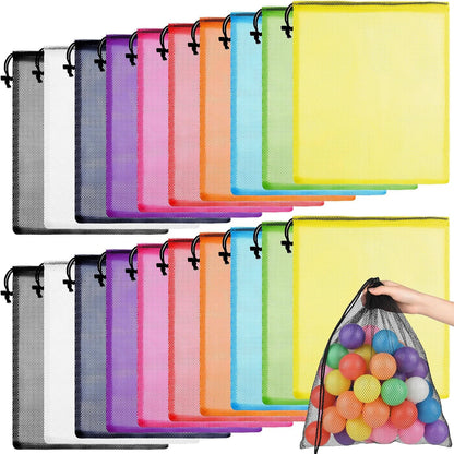 PLULON 20 Pcs Mesh Drawstring Beach Bags