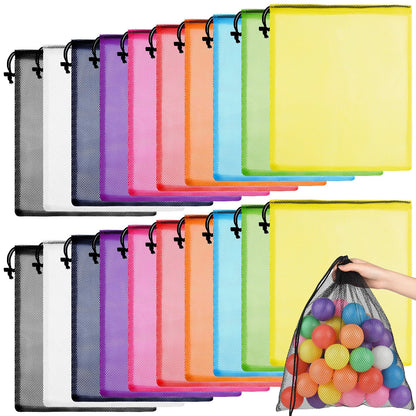 PLULON 20 Pcs Mesh Drawstring Beach Bags