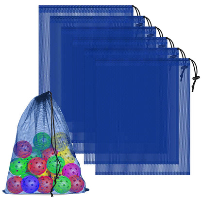 6 Pack Mesh Drawstring Bags with Lock, 14x17 for Gym, Beach, Laundry