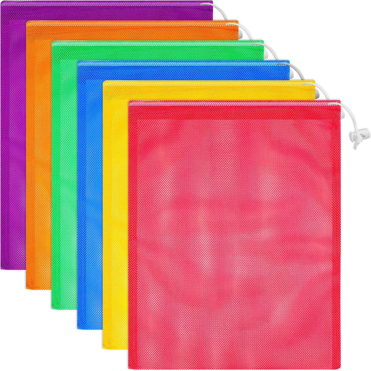 Frienda 6pcs Mesh Bag Drawstring Mesh Laundry Bags, 11 x 15 Inch Durable Nylon for Pool Beach Ball Collecting Travel Gym Laundry and Toys(Multicolor)