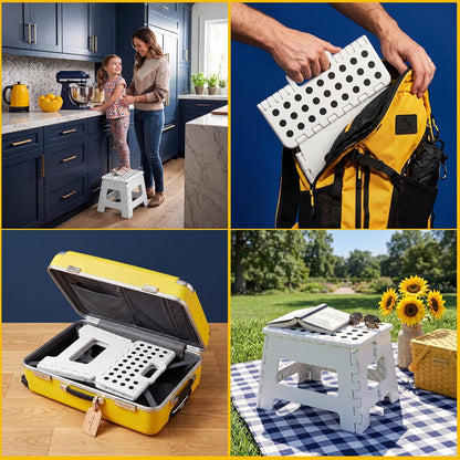 Utopia Home Folding Step Stool 9 Inch, Anti-Slip, White, 1-Pack