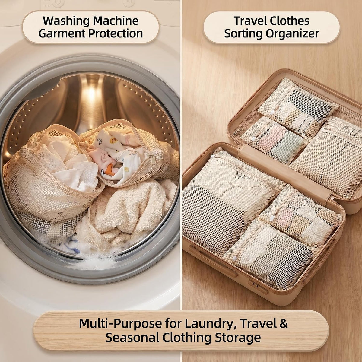 5 Pack100% Natural Cotton Mesh Delicates Laundry Bags