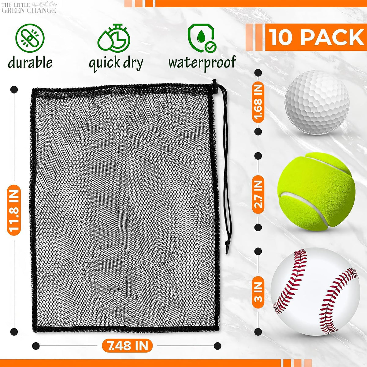 10 Pcs Small Mesh Bags Drawstring, 11.8"x7.48", Polyester (Black)