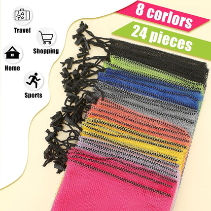 24 Pcs Mesh Bags Drawstring Mesh Laundry Bag Stuff Sack Nylon Bags Camping Nylon Bag with Drawstring Cord for Toys