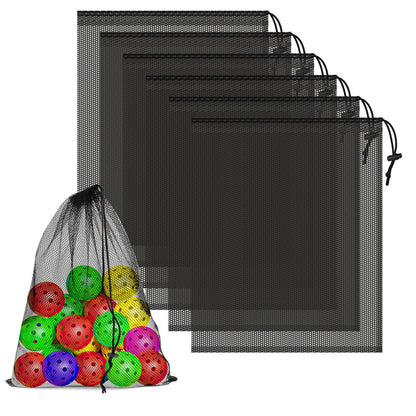 6 Pack Mesh Drawstring Bags with Lock, 14x17 for Gym, Beach, Laundry