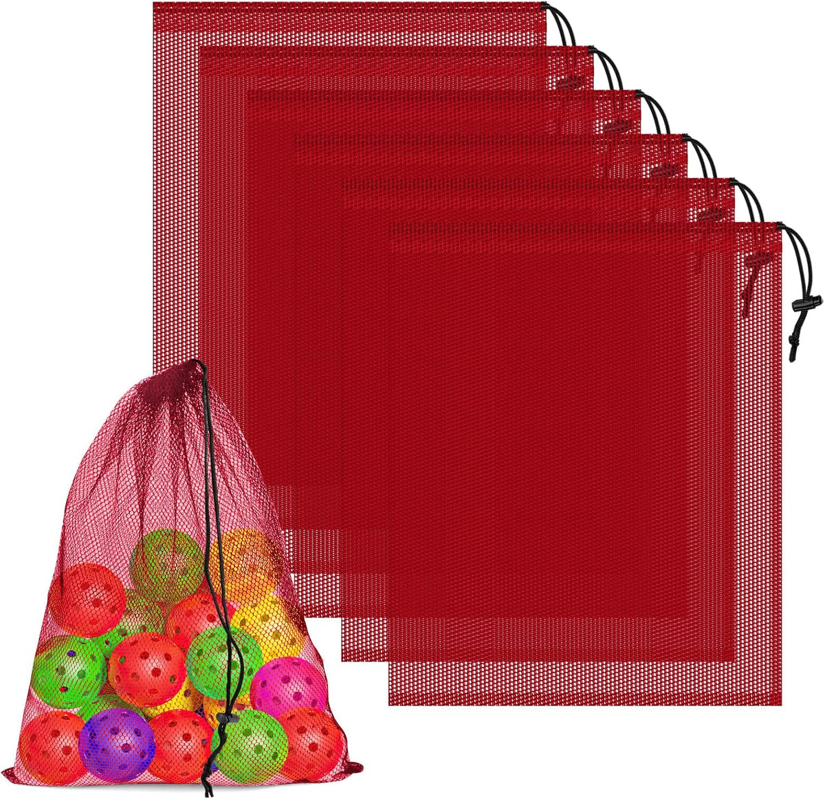 6 Pack Mesh Drawstring Bags with Lock, 14x17 for Gym, Beach, Laundry