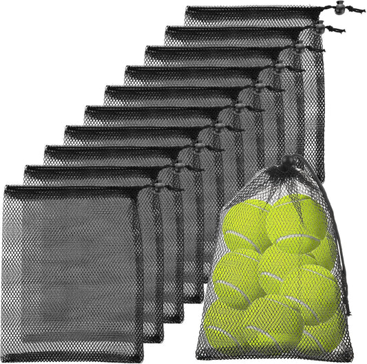 30 Pack 8 x 12 Inch Mesh Drawstring Bags, Black Nylon Mesh Bag with Cord Lock Closure, Portable Laundry Bag Golf Ball Bags for Jewelry Toys Sports Storage Outdoor