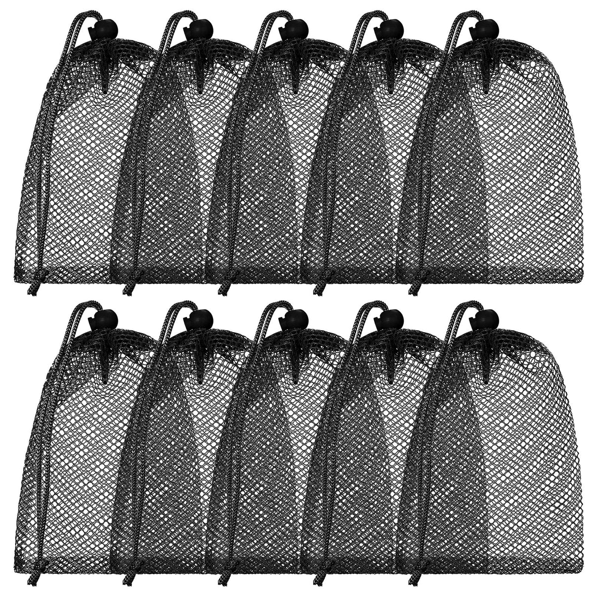 TecUnite 10 Pack Mesh Drawstring Bags for Laundry, 11.8 x 7.5 Inch, White