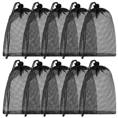 TecUnite 10 Pack Mesh Drawstring Bags for Laundry, 11.8 x 7.5 Inch, White