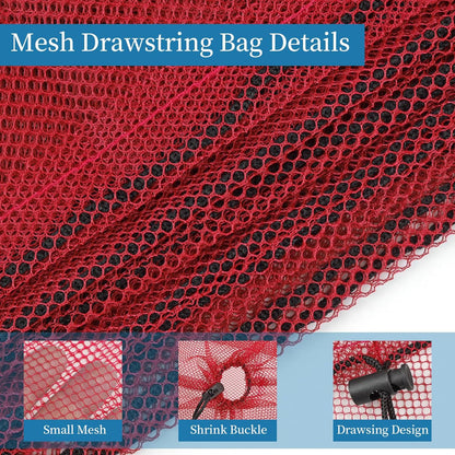 6 Pack Mesh Drawstring Bags with Lock, 14x17 for Gym, Beach, Laundry
